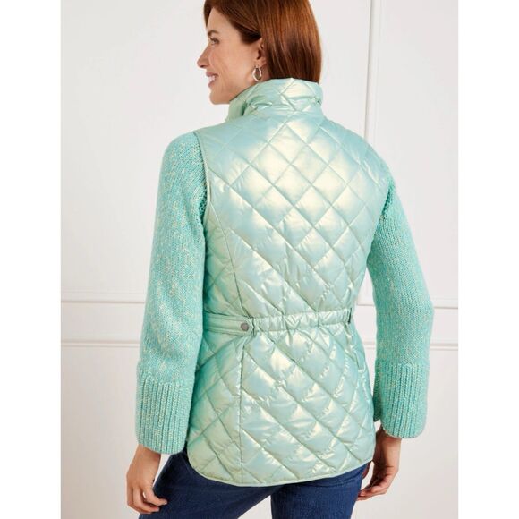 NWT Talbots Quilted Down Puffer Vest in Pearlized Snowbound Blue - Picture 2 of 16